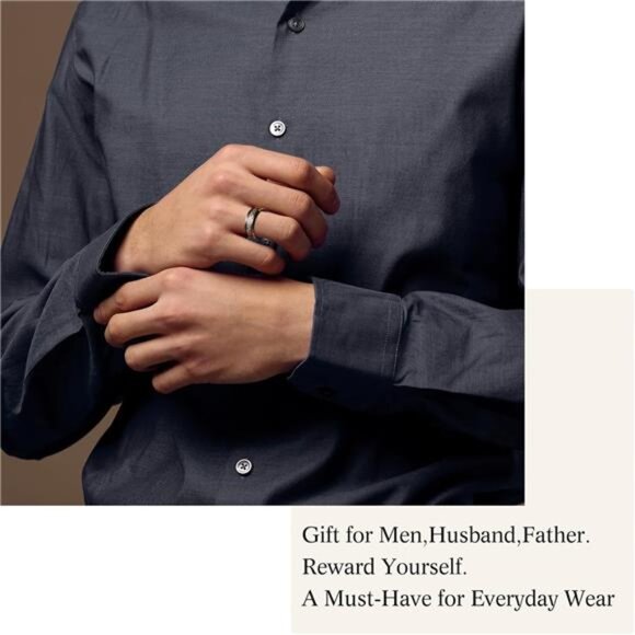 7mm 8mm Black Mens Wood Ceramic Ring Wedding Band Polished Finish Brown Wood - Picture 4 of 7